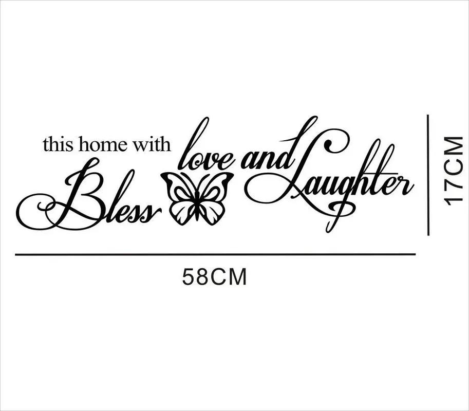 Nová Samolepka na zeď Odnímatelná Motivační Přísloví Láska a Smích Samolepka na Zeď Bytová