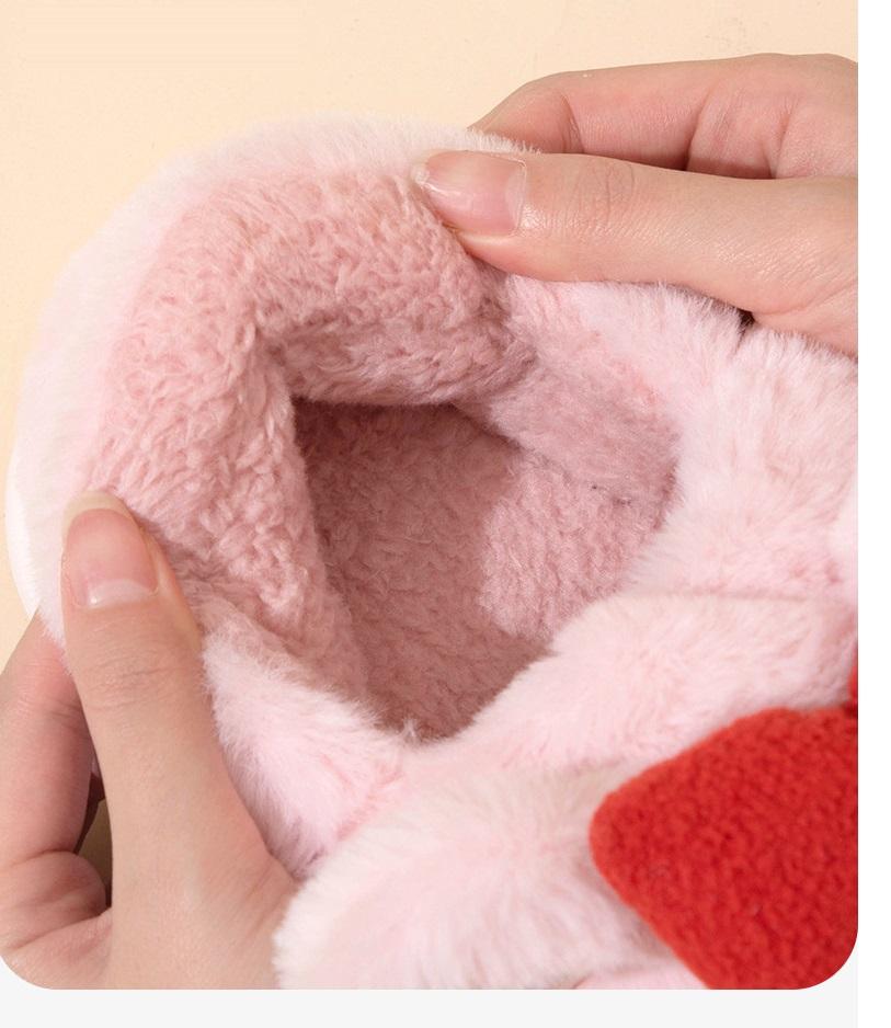 2024 Winter New Pig Slippers Woman Fuzzy Fleece Slides Shoes Women's Pink Bowknot Piggy Slipper Indoor Home Shoes Furry Loafer