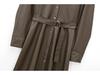 Women's 2025 Faux Leather Long-Sleeve Belted Shirt Dress – Winter Collection