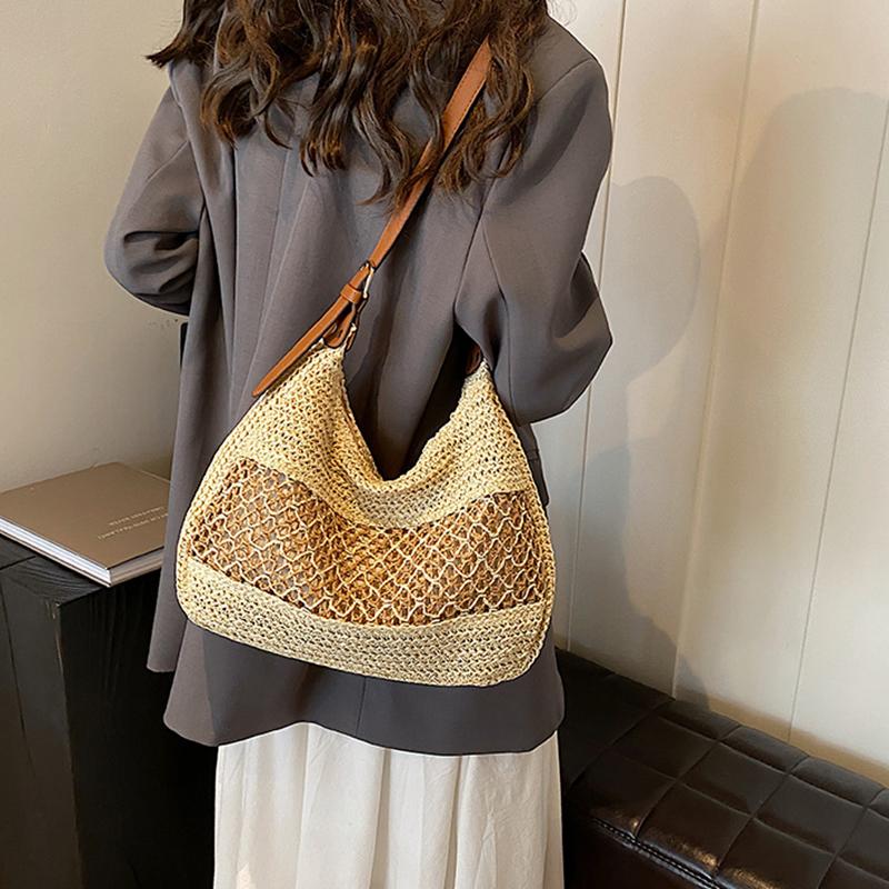 Woven Summer Fashion Straw Bag Beach Holiday Crossbody Bag Shopping Large Capacity Shoulder Bag For Ladies Women