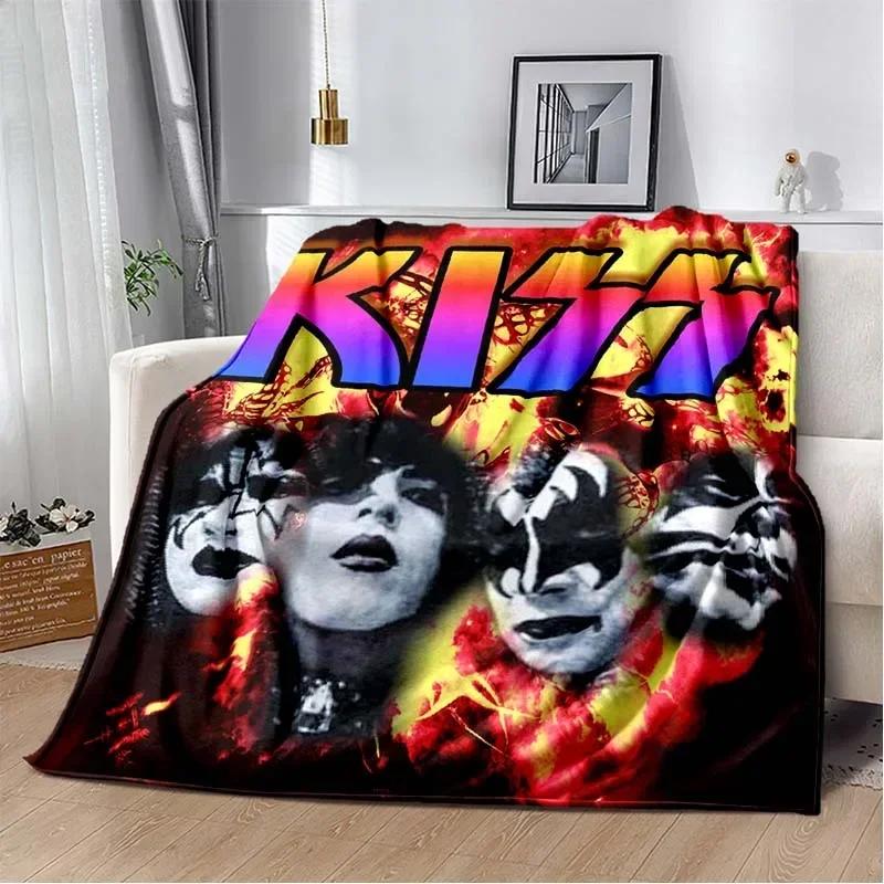 KISS Band Pattern Throw Blanket Light Weight Blanket for Living Room Bedroom Kidsroom Warm Blanket Christmas Gift