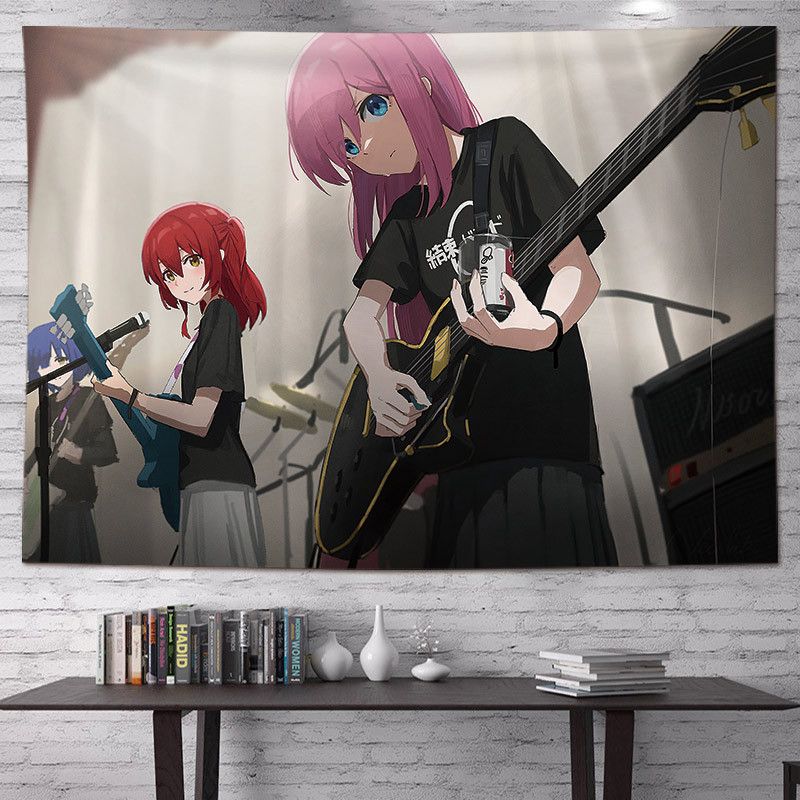 Bocchi The Rock Anime Wall Tapestry Four Girls Crosswalk Band Manga Home Decor Durable Thick Soft Cozy Aesthetic Gift