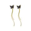 Black Butterfly Tassel Earrings for Women Convertible Chain Female Dangle Earring