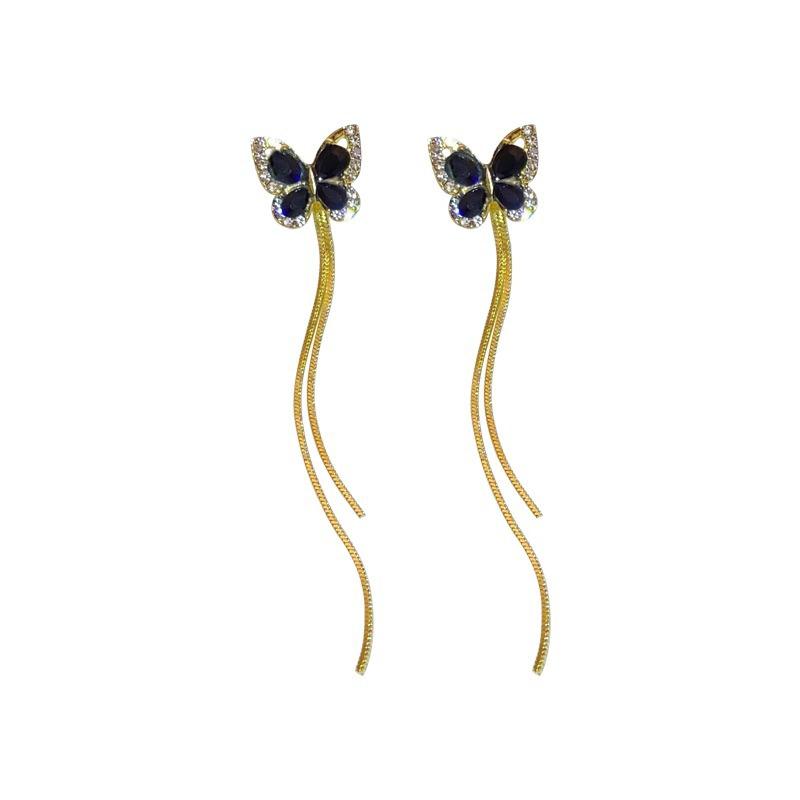 Black Butterfly Tassel Earrings for Women Convertible Chain Female Dangle Earring