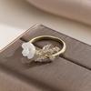 Wedding Flower Crystal Ring Adjustable Zircon Ring Delicate Flower Opening Ring  Gifts