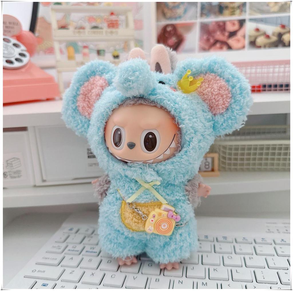 First, Second, and Third Generation Labubu Doll Clothes: 17cm Plush Onesie for 10cm Labubu Dolls, Cute Cartoon Design