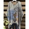 Printing fashionable new round neck large size gradient heart-painting pattern printing
