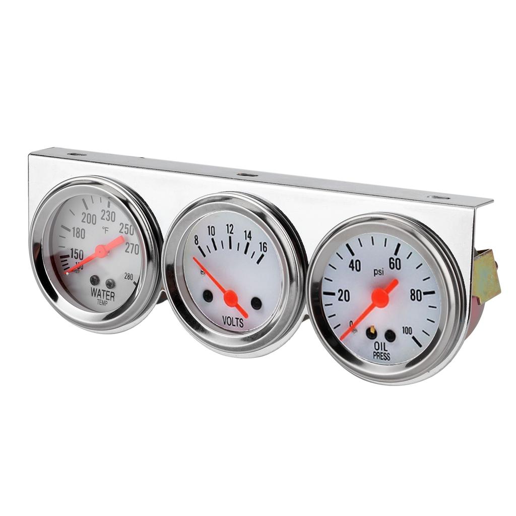 Universal 3 In 1 Gauge Set Water Temp VoltsOil Press 52mm Meter Mechanical Instrument