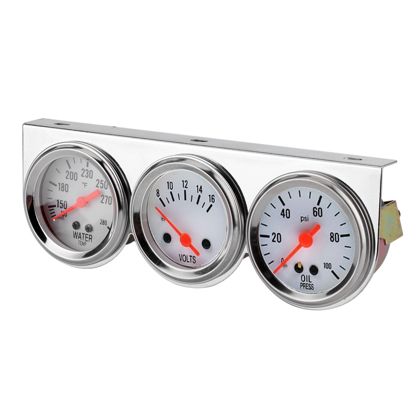 

Universal 3 in 1 Gauge Set Water Temp VoltsOil Press 52mm Meter Mechanical Instrument