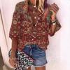 #Fashion Summer Women's Stand-Up Collar Loose Button Retro Printed Casual Shirt