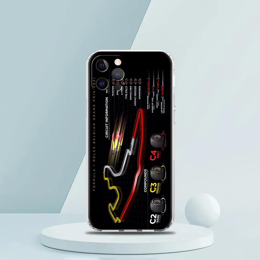 Soft TPU Transparent Phone Case Cover for iPhone 16 15 14 13 12 11 Pro Max XR 8 7 Plus XR Shell Nurburgring F1 Circuit Pattern