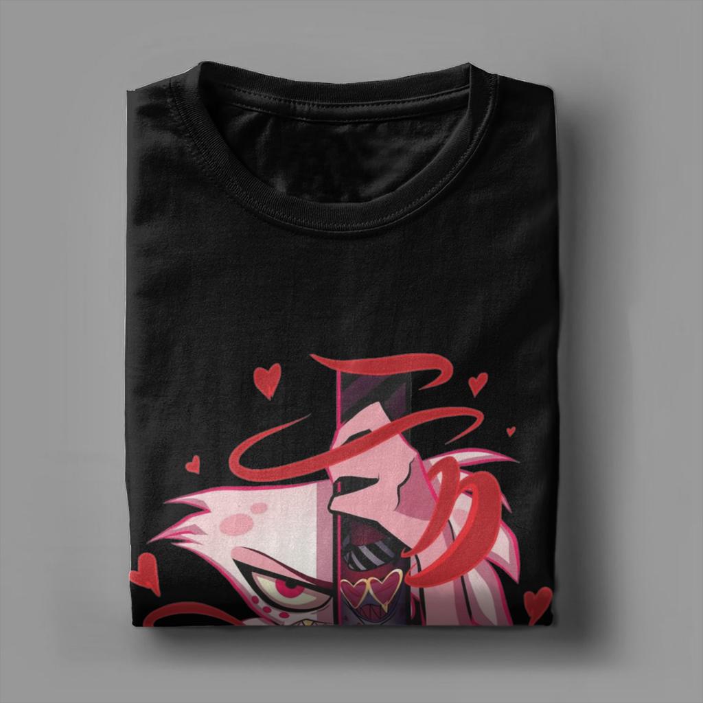 Fun Hazbins Hotels T-Shirts for Men Round Neck Cotton T Shirts  Short Sleeve Tees Gift Clothes