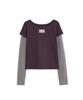OHESHIO Floral Label Layered T-Shirt, Purple