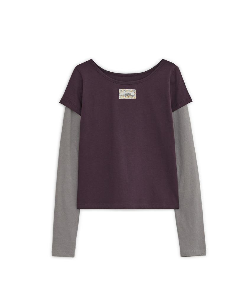 OHESHIO Floral Label Layered T-Shirt, Purple