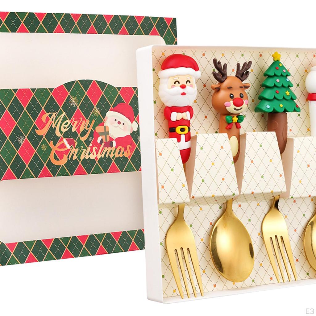 4 Piece Christmas Set, Tableware, Decoration, Cutlery, Teaspoon,