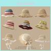 Chapeau de paille pour femme, protection solaire d'été, à larges bords, avec décoration florale, pour les vacances à la plage