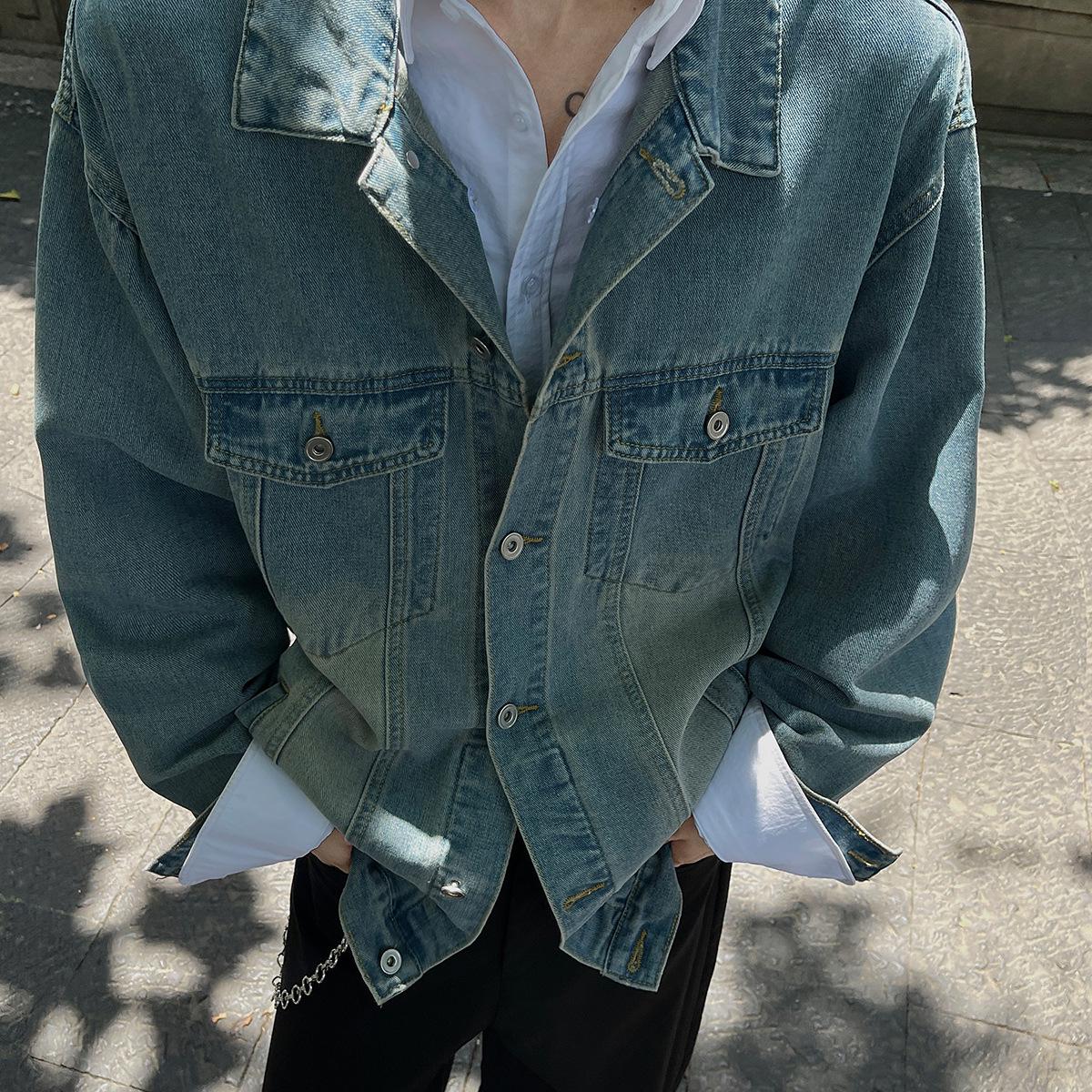 Унисекс Ретро Свободная Джинсовая Куртка - Опущенное Плечо, Японский Стиль 2026 2XL