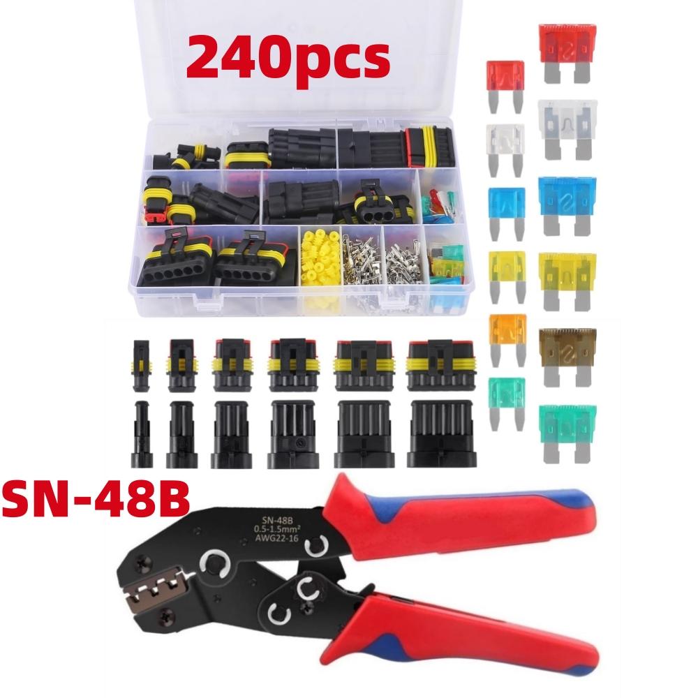 

240Pcs Electrical Connector Terminals With SN-48B Automotive Electrical Wire Connectors 1 2 3 4 5 6 Pin Connector