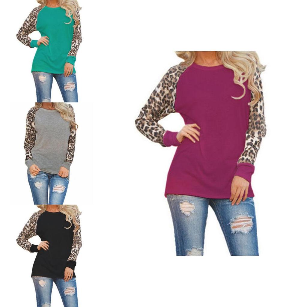 Fashionable Plus Size Womens Long Sleeve Leopard T Shirts With A Loose And Easy Fit