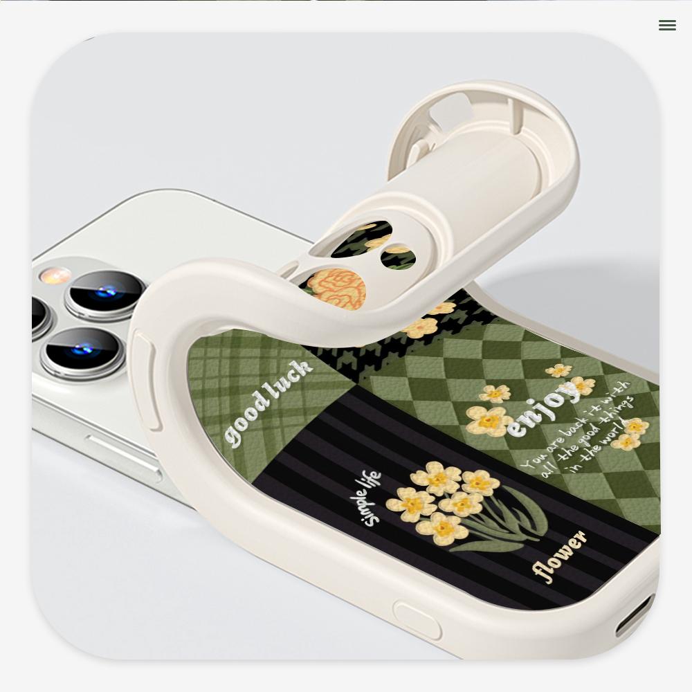 Blumen- und Gittermuster PU-Leder Vollständiger Objektivschutz Handyhülle für Samsung S24 S23 S22 S21 Plus Ultra S23 FE Redmi Note 13 12 11 Pro Xiaomi