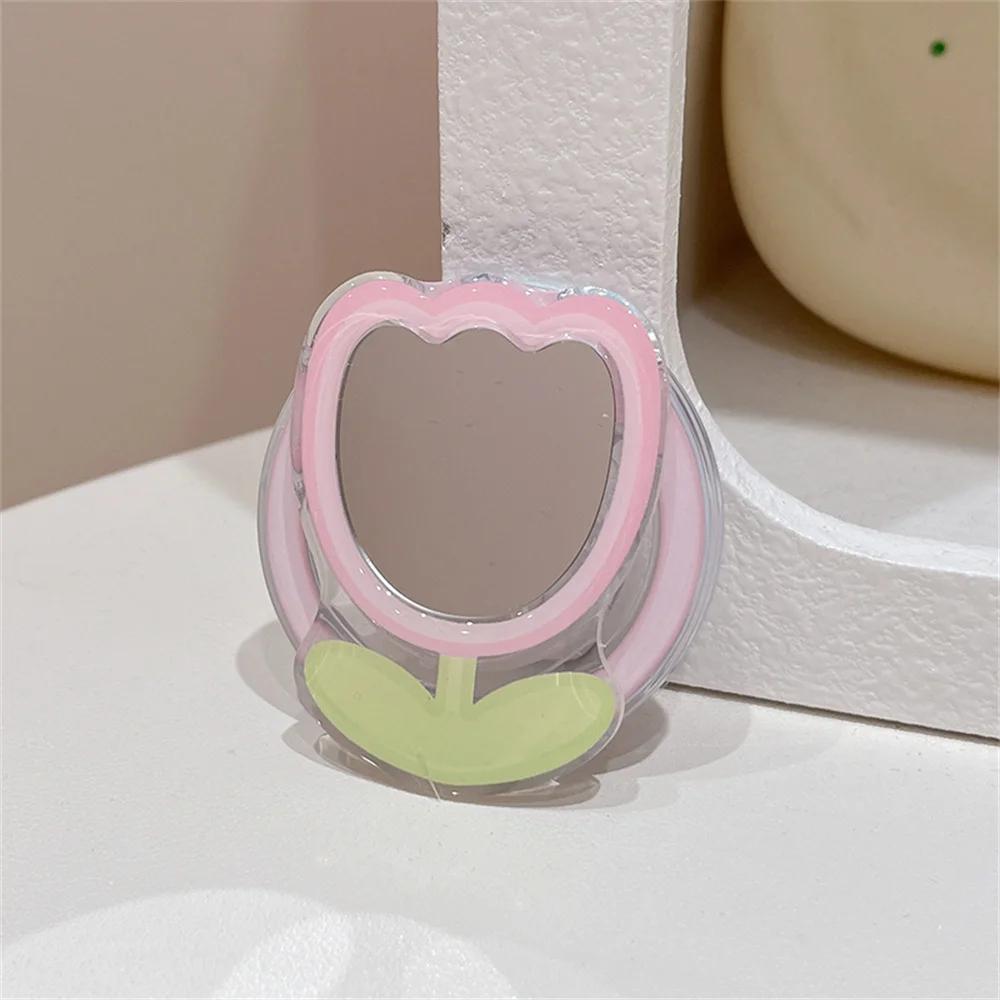 

Korean Cute Pink Blue Star Mirror For Magsafe Griptok Holder Phone Finger Ring Stand Support For iPhone 16 Pro Max Girl Bracket