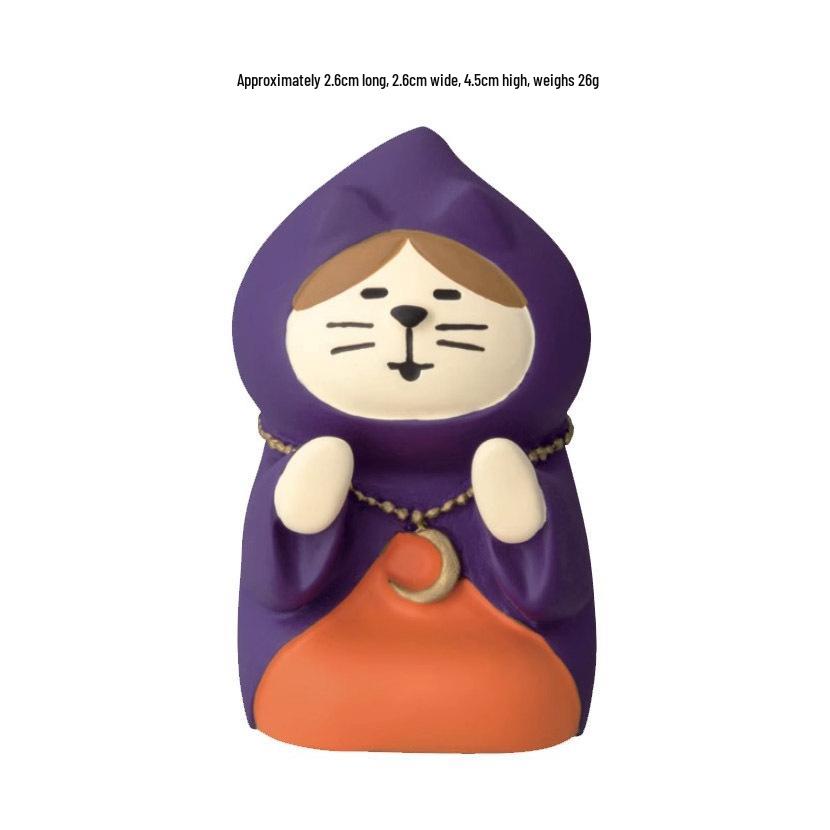 Japanese Cat Halloween Resin Ornaments – Handmade DIY Trendy Toy Figures