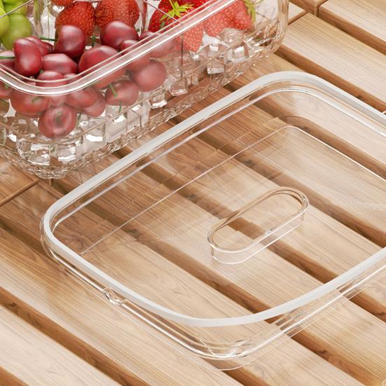 Serving Tray with 5 Dividers Lid Double-Walled Ice Tray Fruits Vegetables Shrimp Cocktails Party Appetizer Platter Snack Server