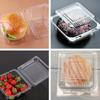 100pcs 5 X 5 Inch Clear Plastic Hinged Take Out Containers Clamshell Takeout Tray Food Clamshell Containers for Dessert, Cakes, Cookies, Salads, Pasta