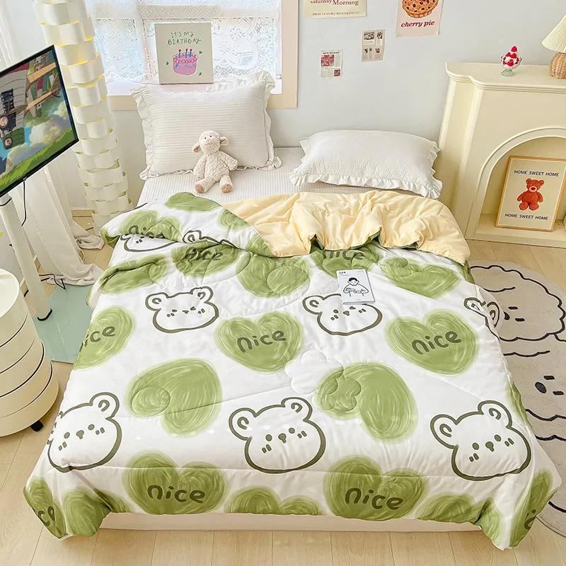 Cute Dinosaur Quilts Summer Spring Breathable Polyester Cotton Twin Full Size Bed Blanket Soft Thin Boys Girls Home Textile