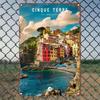 Cinque Terre Italy Vintage Aluminum Sign, Art Poster Plaque for Home Decor, DIY Art for Bedroom, Kitchen, Game Room, Balcony