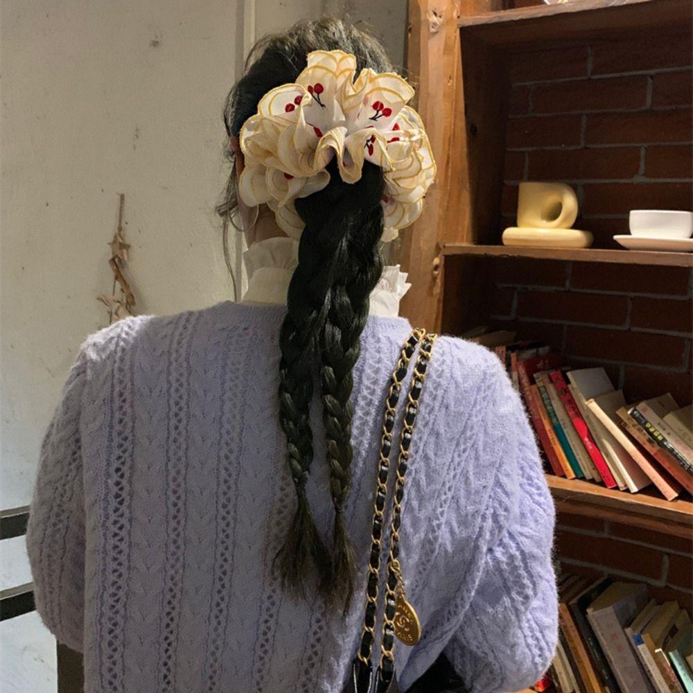 Flower Shape Elastic Hair Bands Hair Tie Embroidered Large Hair Scrunchies  Girl