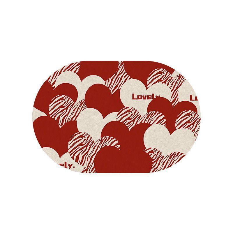 

Новый коврик для ванной Red Love, нескользящий коврик, впитывающий, быстросохнущий коврик, коврик для ванной комнаты и туалета 40 * 60CM [Crystal velvet without hemming]