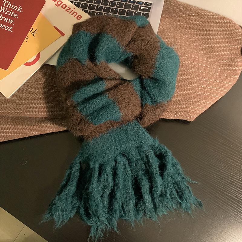 

Korean Quality Striped Tassel Fashion Scarf Autumn and Winter All Match Warm Knitted Imitation Cashmere Scarf 24*180cm