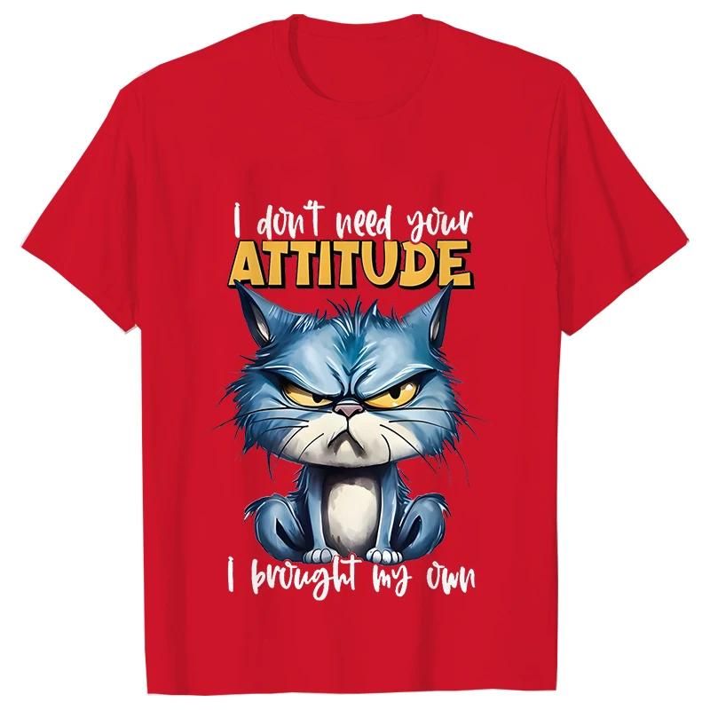 Funny Cat Sarcastic Antisocial Attitude Print Tshirts for Women Angry Cat T-shirts Not Today Introvert Female Tee Shirts Femme