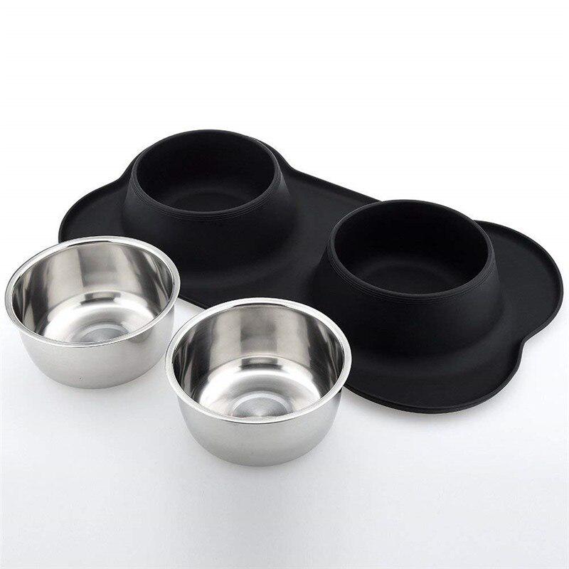 Dog Bowl Stainless Steel Leak-proof Dog Bowl Non-slip Silicone Pad Feeding Bowl Pet Bowl