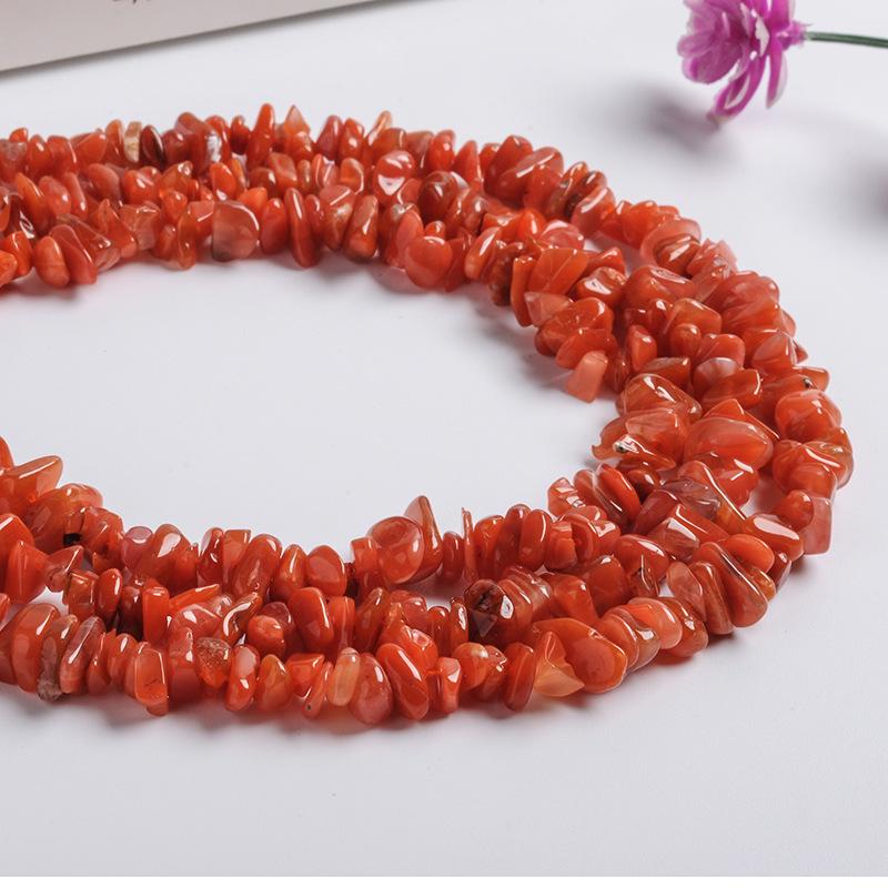 Natural Southern Red Agate Crystal Spacer Beads - Handmade Irregular Crushed Stones for DIY Jewelry