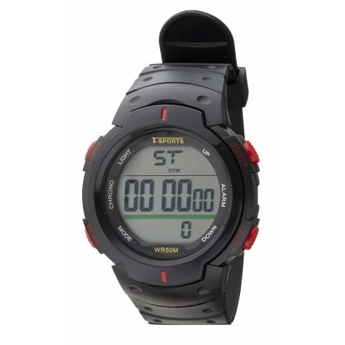 Klefer TS-D153-RD Men's Digital Waterproof Multi-Function Watch with Urethane Strap, Black