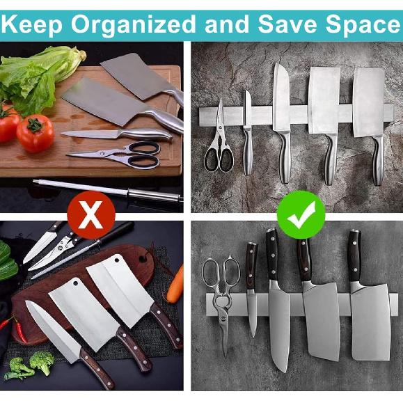 Magnetic Knife Holder for Wall, Knife Magnetic Strip Magnetic Knife Holder for Refrigerator Mount Knife Rack Kitchen Utensil Holder Metal Tool Holder