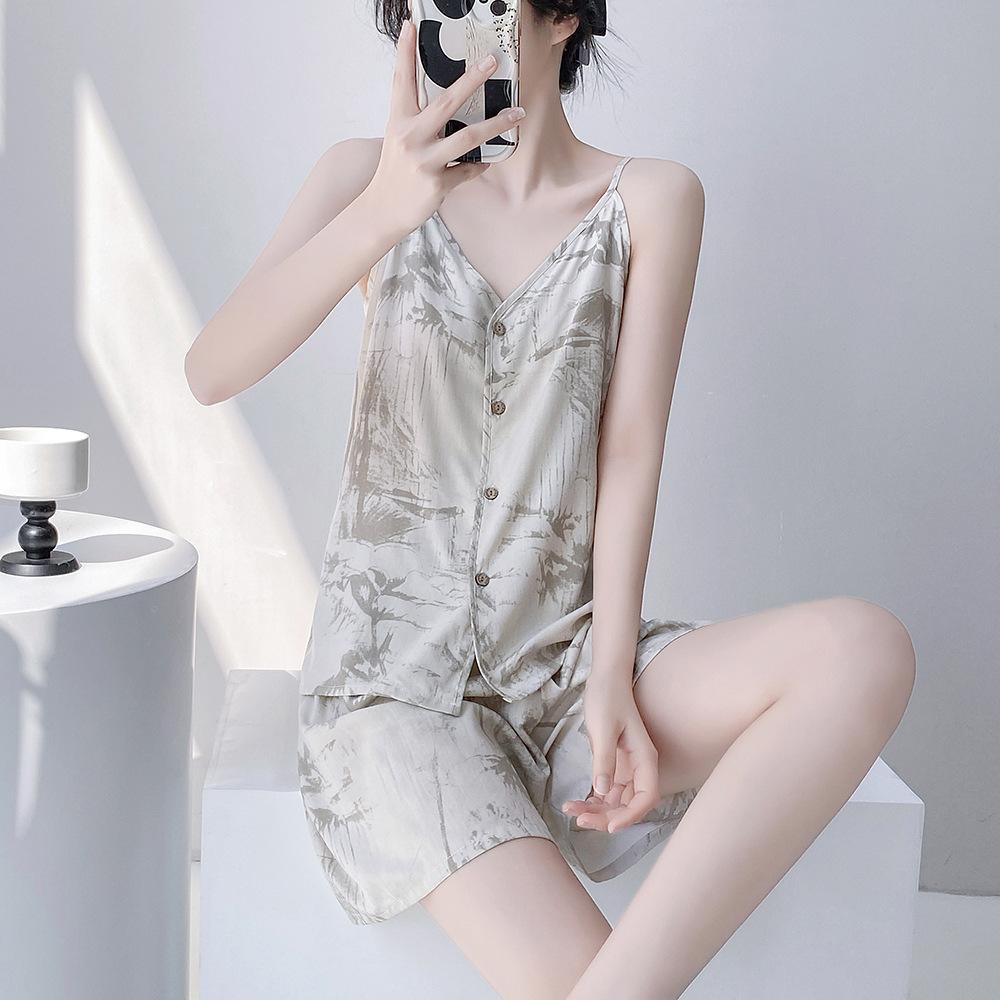 New 1011 Japanese Cotton and Silk Suspender Nightdress Women's Spring Thin Pajamas Loose Long Princess Style Loungewear