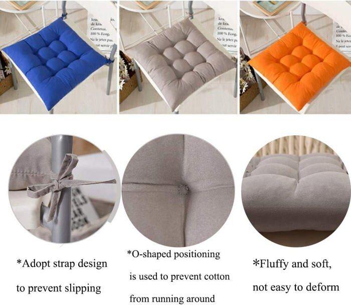4 Coussins de Chaises Carrés 40x40 Coussins de Siège Décoration Maison Coussin Mat Matelassée,Confortable et coloré (4 jaune)