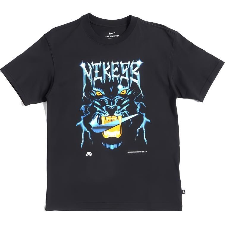 Nike SB Skateboard Sports Printing Knit Short Sleeve Black Men s DD1301-010 L