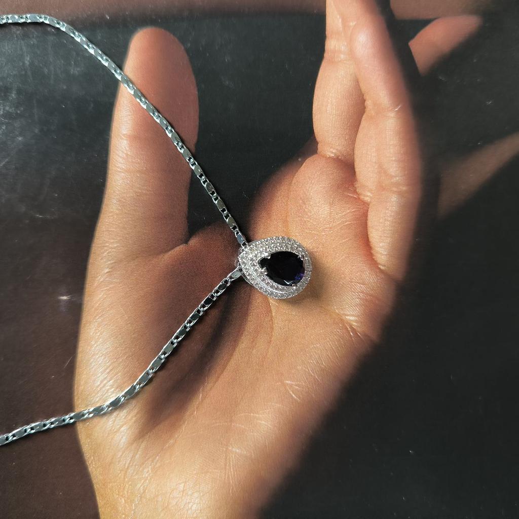 Серебряная подвеска с сапфиром nano 2.221ct, фианитами (2194965)