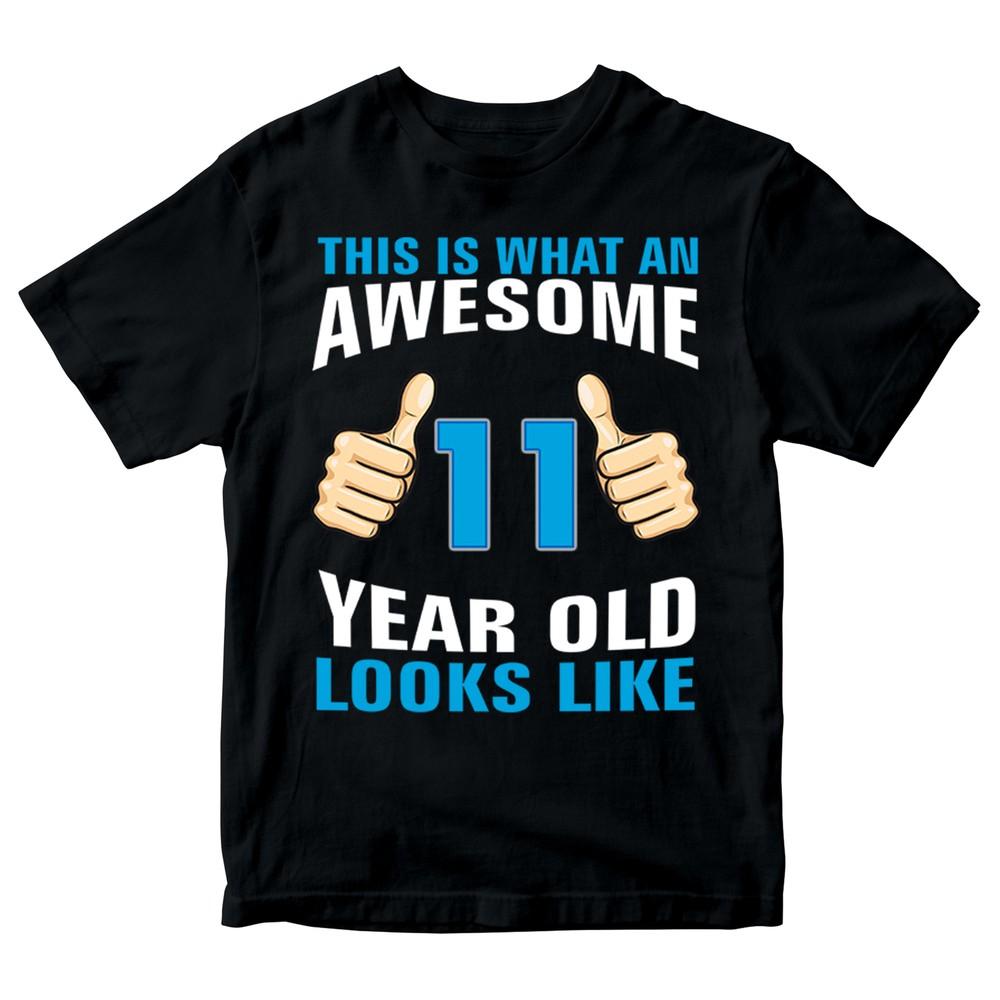 

Birthday Gift T-Shirt Awesome 11 Year Old Looks Like Boys Tee 2XL