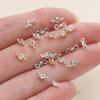 10Pcs 14/18K Gold Color Plated 2 Holes with Zircon Connect Charms Pendants for DIY Bracelet Necklace Jewelry Making Accessories