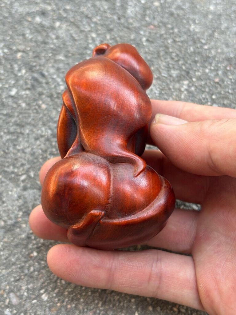 Boxwood Carving Wooden Carved Figure Sexy Pretty Beautiful Woman Bathing Statue