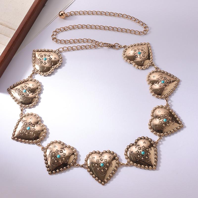 Turquoise Heart Fashion Waist Chain For Women With Metal Material And Design Elegant