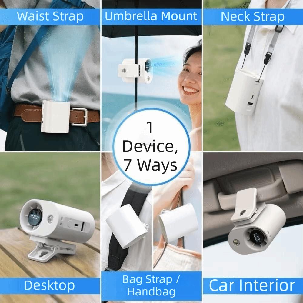 Adjustable Airflow Clip-on Waist Fan Detachable Design Multifunctional Fan  Commuting Travel