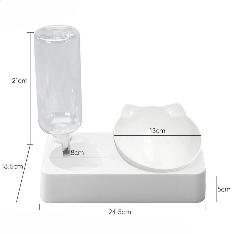 

Cat Bowl, Pet Bowl, Automatic Water Dispenser, Water and Food Integrated, Cat and Dog Food Bowl, Dog Bowl, Pet Water Bowl Small white bowl