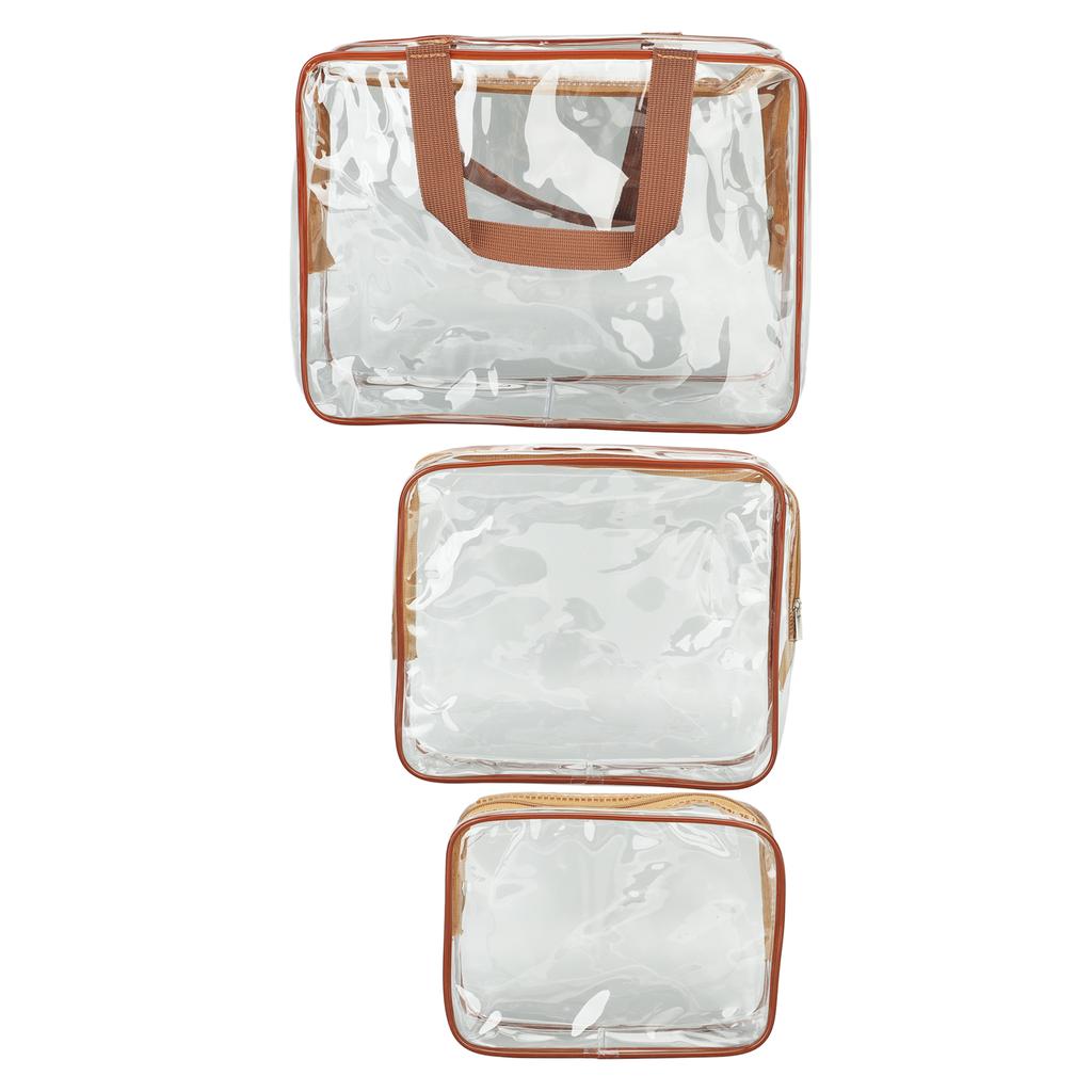 3 Pieces Clear Travel Bags Waterproof Portable Transparent Cosmetic Makeup Bags for Lunch Fitness