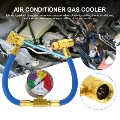 R134A Refrigerant Charging Hose with Measuring Gauge Air Conditioner Gas Charging Hose Refrigerant Gas Refill for Car Automobile